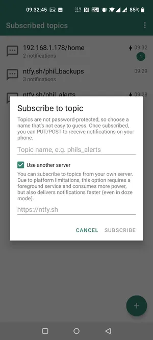 ntfy  PUTPOST 至您的设备